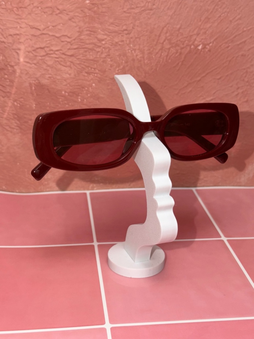 Stylish Rectangular Women's Sunglasses - Deep Red